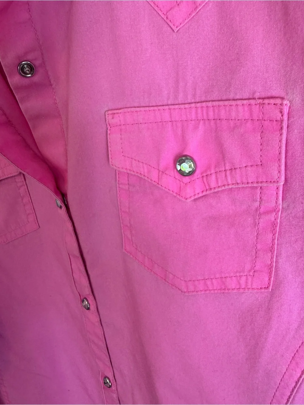 Wrangler Women's Long Sleeve Cowgirl Shirt W/Rhinestone Snaps Bright Pink XL - Picture 3 of 12